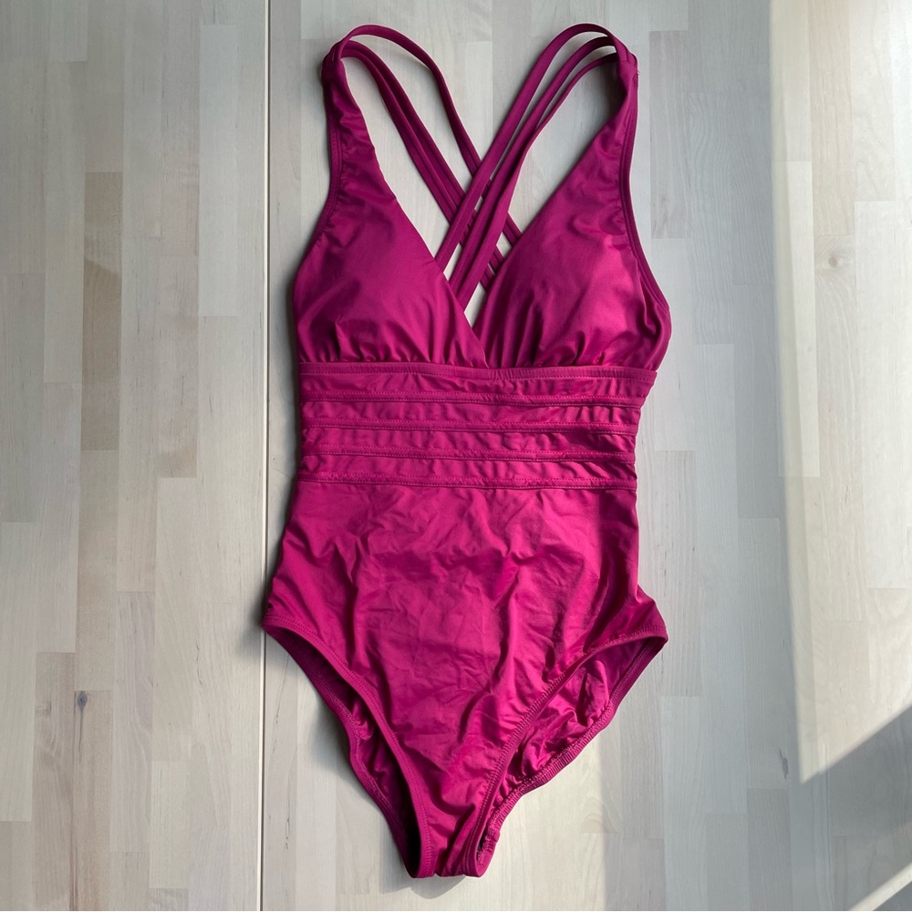 La Blanca Island Goddess Multi-Strap Cross-Back One Piece Swimsuit
